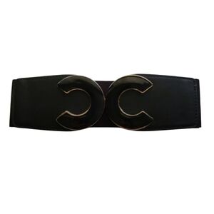 Open Circle Stretch Belt with Enamel Buckle